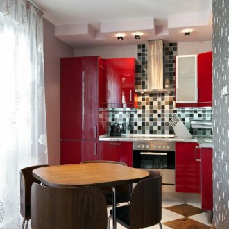 Reka bentuk dapur merah kecil