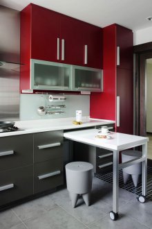 Reka bentuk dapur kecil dengan perabot pengubah