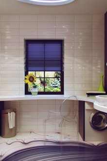 아름다운 흰색과 라일락 욕실