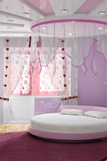 라일락 색상의 소녀를 위한 아름다운 침실