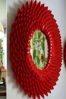 Огледала за декорация с пластмасови лъжици