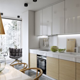 Dapur 9 m persegi dengan perabot