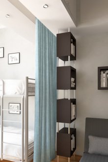 Nurseri untuk dua kanak-kanak di odnushka dengan katil dua tingkat