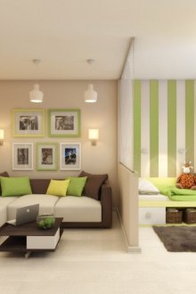 Reka bentuk pangsapuri studio dengan hijau kanak-kanak