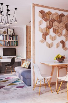 Bilik tidur di pangsapuri studio dengan partition plasterboard