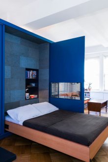 Bilik tidur di pangsapuri satu bilik dalam gaya moden