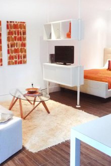 Bilik tidur di pangsapuri studio adalah mudah