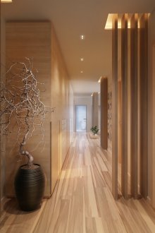 Декорация на дървен коридор