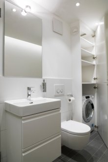 Дизайнерски идеи за малка баня с пералня