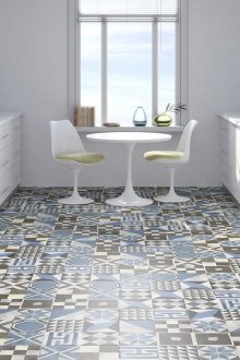 Подови плочки за кухнята с геометричен модел