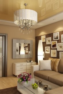 Комбинация от кремав и кафяв тапет в хола