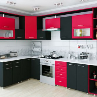 Menggantikan facades dapur merah jambu