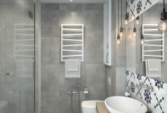 Gray bathroom interior