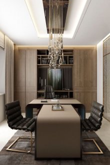 Интериорен дизайн на офис на главата с полилей