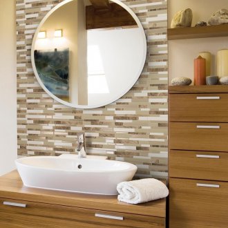 Бежова баня с правоъгълна мозайка