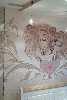 Чертежи на течен тапет в спалнята