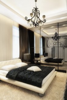 Телевизор в черно-бяла спалня