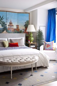 Дизайн спалня 18 кв.м с екран