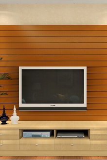 Телевизор на фона на декоративна стена