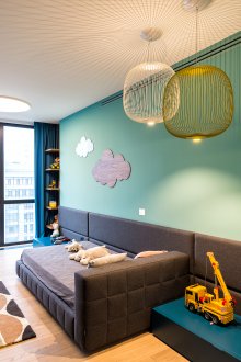 Тюркоазен тапет в детската стая