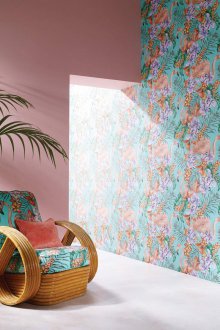 Тюркоазен тапет с фламинго