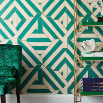 Тюркоазен тапет с орнамент