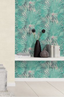 Тюркоазен тапет с палмово дърво