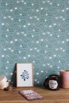 Тюркоазен тапет с птици