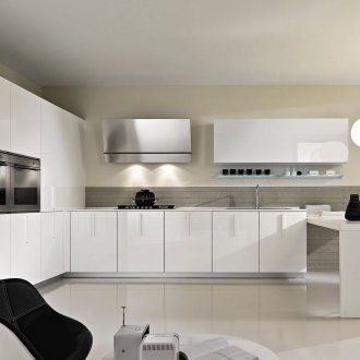 Бяла кухненска подсветка