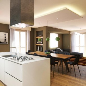 Осветление на гипсокартон в кухнята