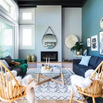 Син интериор за хол 2019