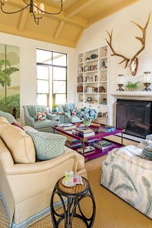 Синя тапицерия в мебелите за хола