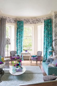 Дизайн на хол с тюркоаз във френски стил