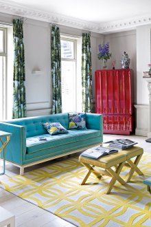 Дизайн на всекидневна в тюркоаз в стил Арт Нуво