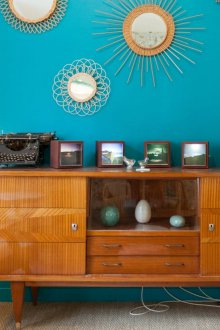 Дизайн на хол в ретро стил тюркоаз