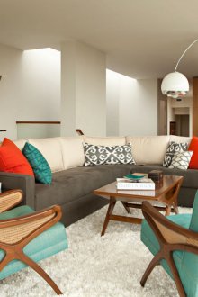 Тюркоазен дизайн на хол в модерен стил.