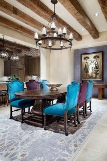 Дизайн на тюркоазена трапезария хол