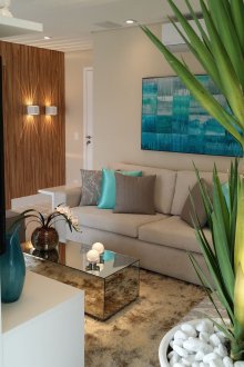 Тюркоазен дизайн на всекидневна