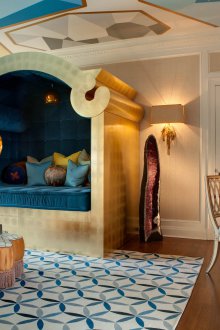 Дизайн на дневна в тюркоаз в ориенталски стил