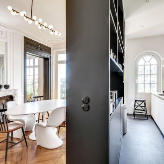 Преграда между кухнята и хола в модерен стил