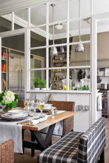 Преграда между кухнята и хола в модерен стил