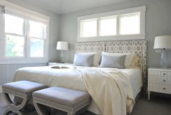 Beautiful white and gray patterned headboard