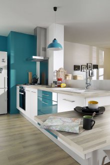 Дизайн на кухня 20 кв.м тюркоаз