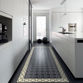 Дизайн на кухня 20 кв.м монохромен