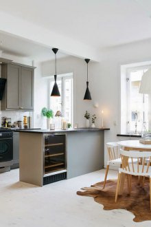 Дизайн на кухня 20 кв.м сив