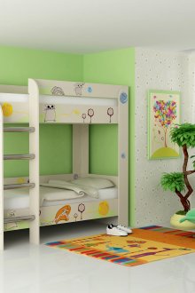 Бяло двуетажно легло с рисунки