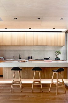 Reka bentuk dapur dengan kaunter bar konkrit