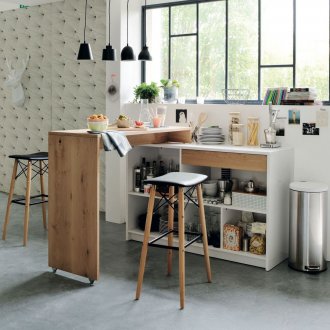 Reka bentuk dapur dengan bar sarapan kecil