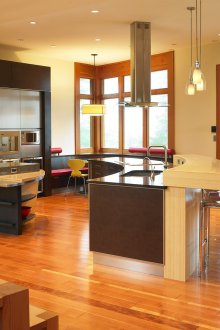 Reka bentuk dapur dengan kaunter bar separa bulat