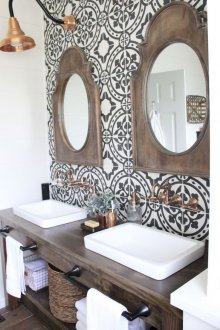 Bilik mandi DIY dengan corak